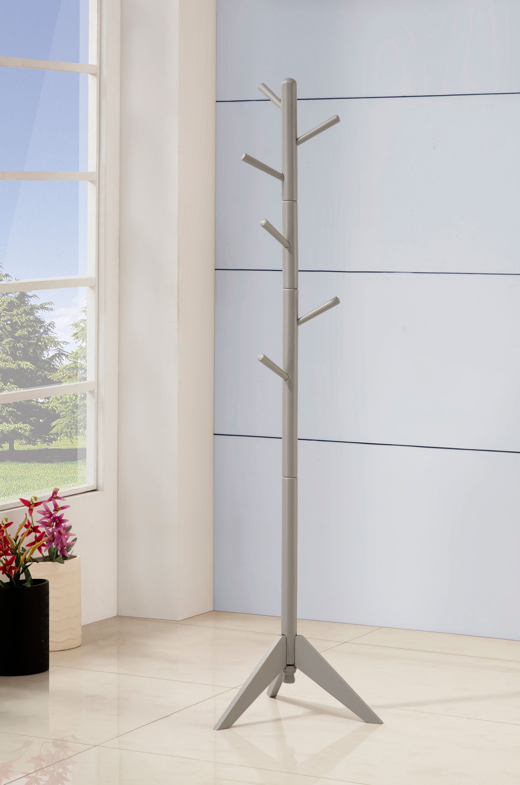 Devlin 6 Hook Freestanding Wood Coat Rack Hat Hanger