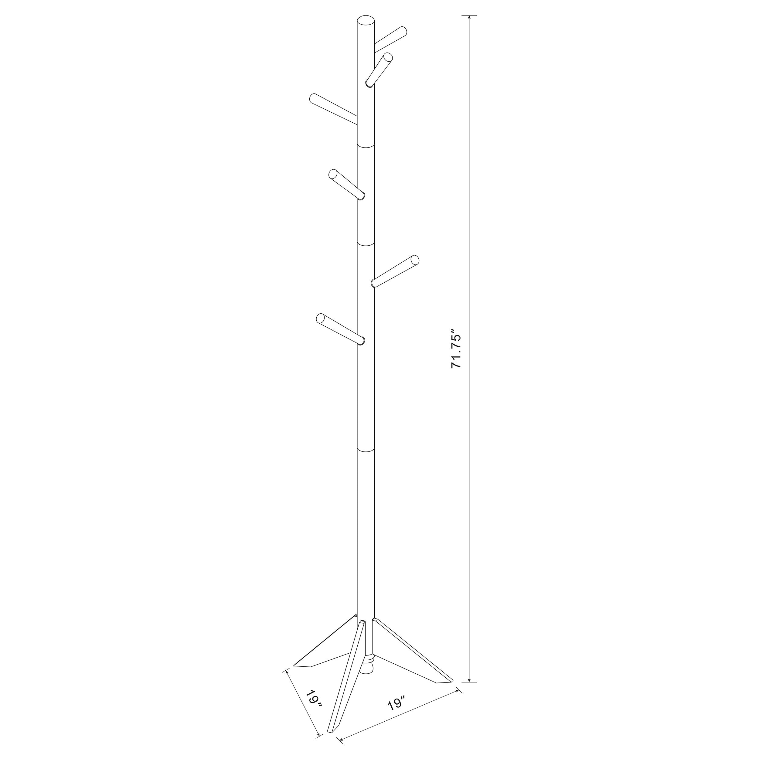Devlin 6 Hook Freestanding Wood Coat Rack Hat Hanger