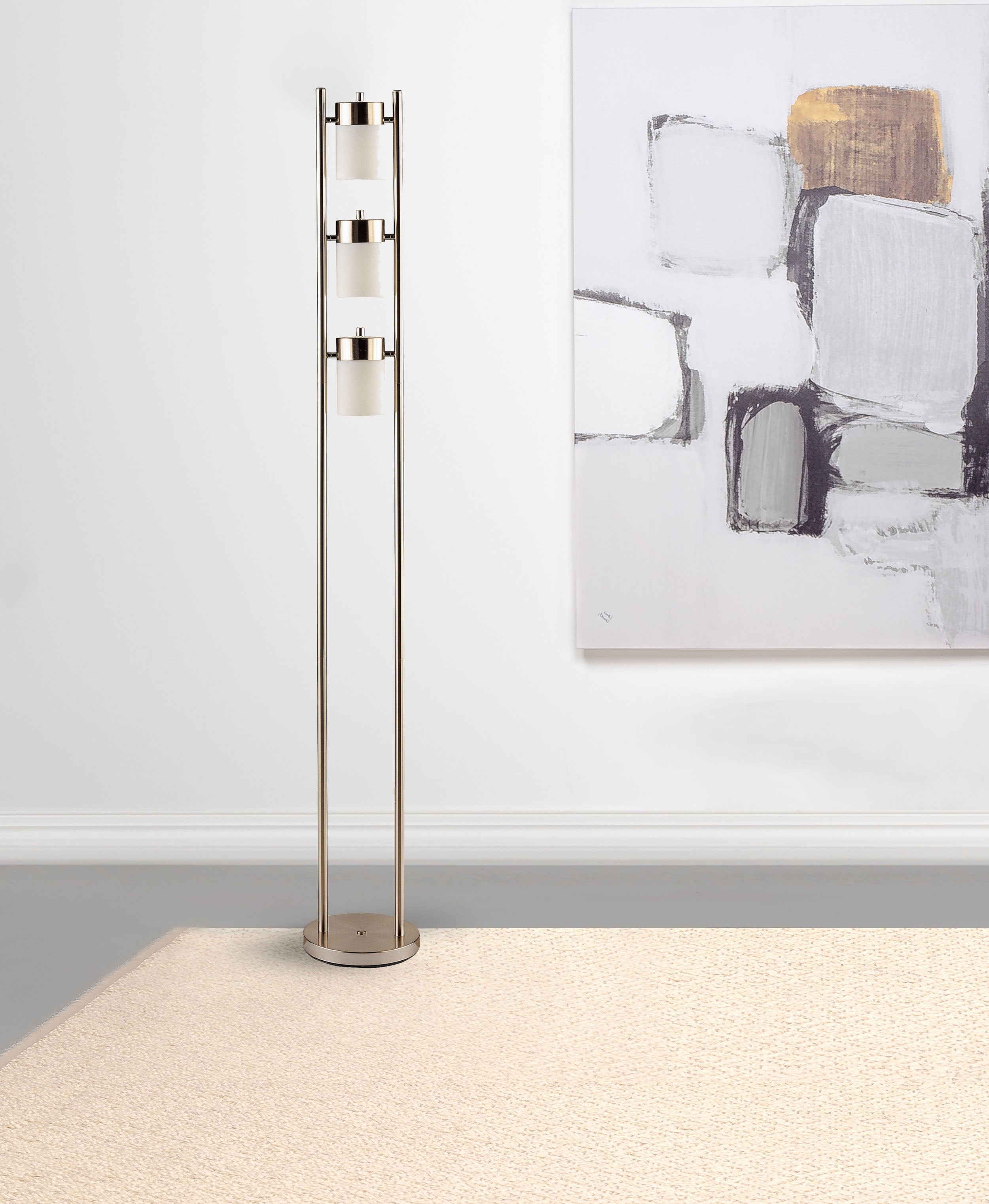 Munson 65-inch 3 Swivel Lights Metal Floor Lamp Silver