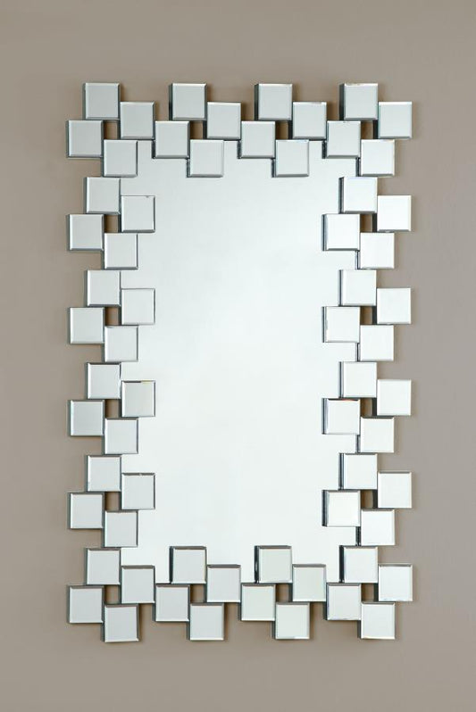 Pamela 32 x 47 Inch Rectangular Frameless Wall Mirror Silver