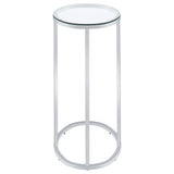 Kyle Oval Glass Top C-Shaped Sofa Side Table Chrome