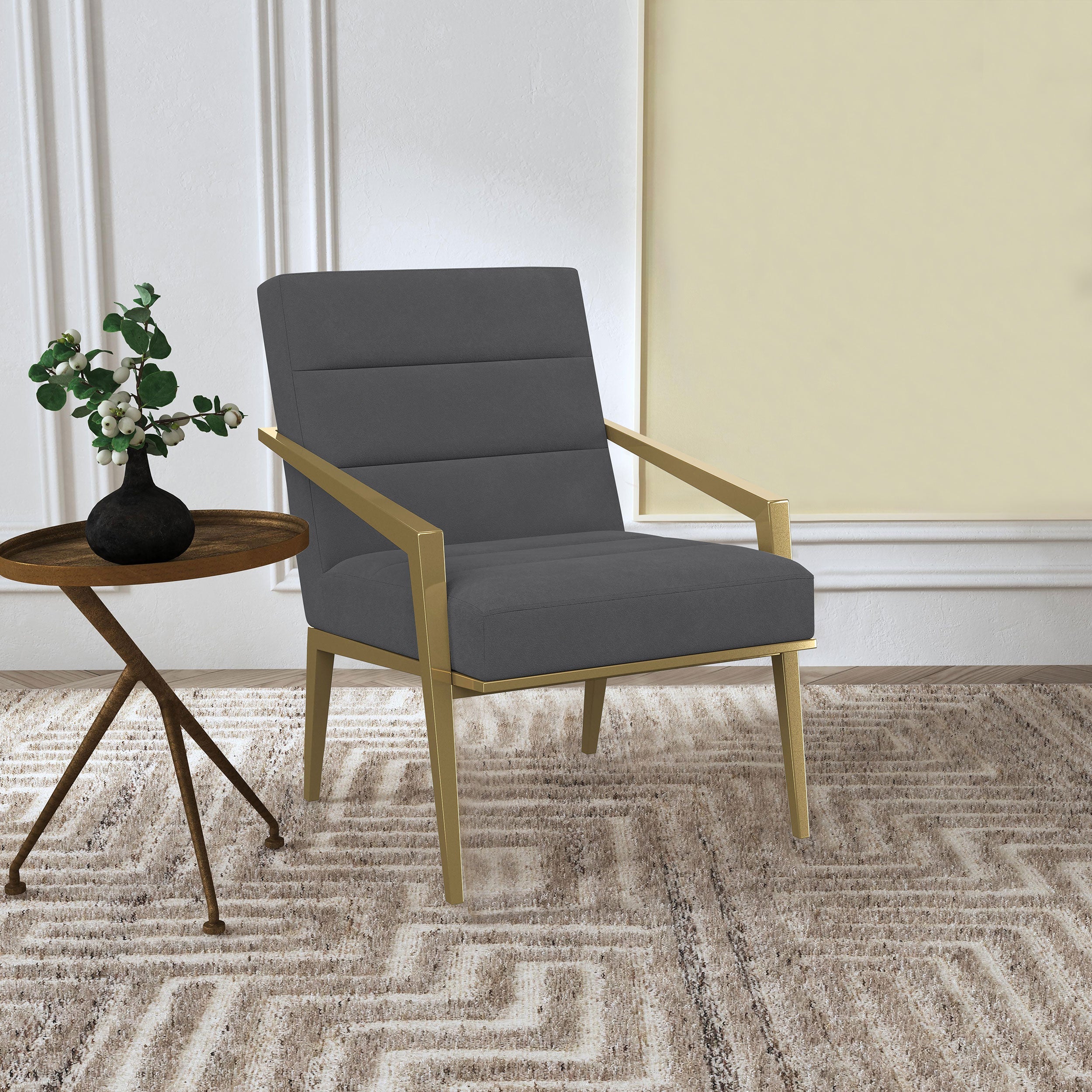 Kirra Upholstered Metal Arm Accent Chair