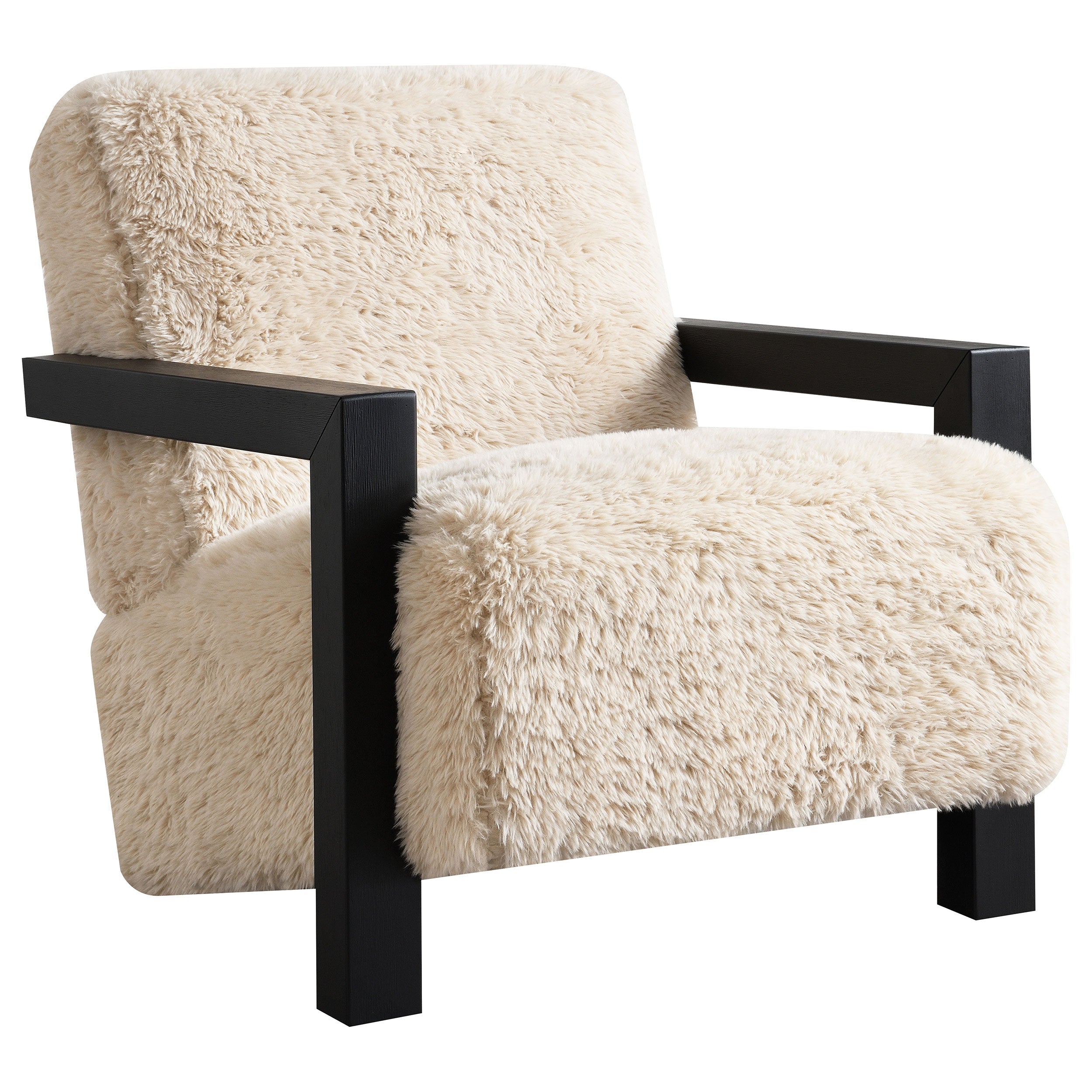 Fitzroy Faux Fur Upholstered Chair Solid Wood Arms