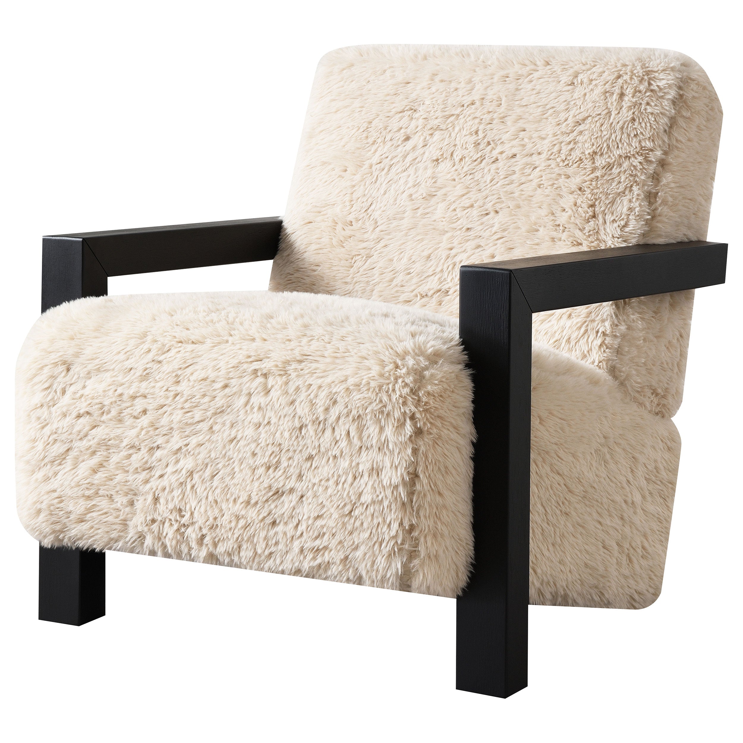 Fitzroy Faux Fur Upholstered Chair Solid Wood Arms