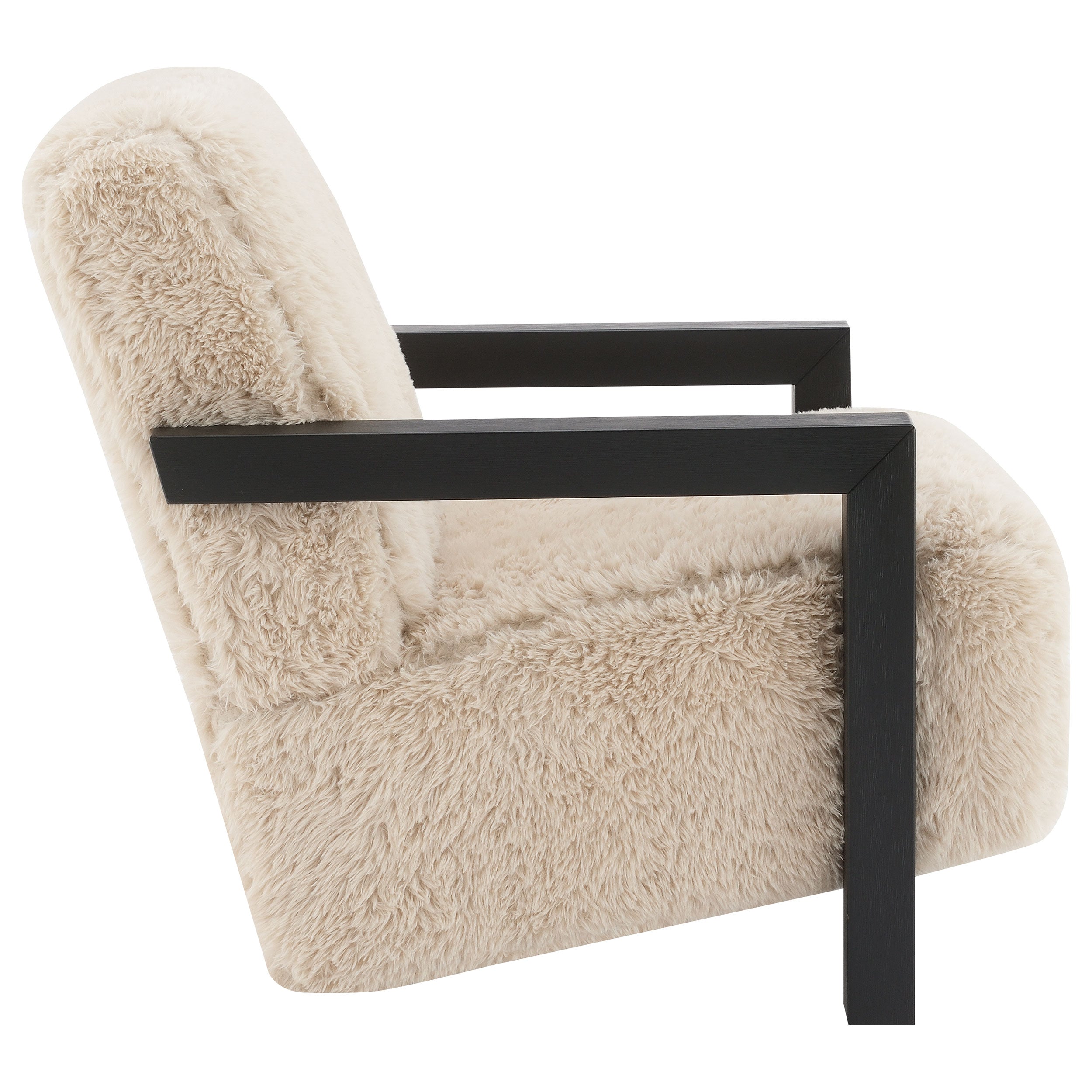 Fitzroy Faux Fur Upholstered Chair Solid Wood Arms
