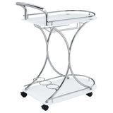 Elfman 2-tier Glass Shelf Metal Bar Cart