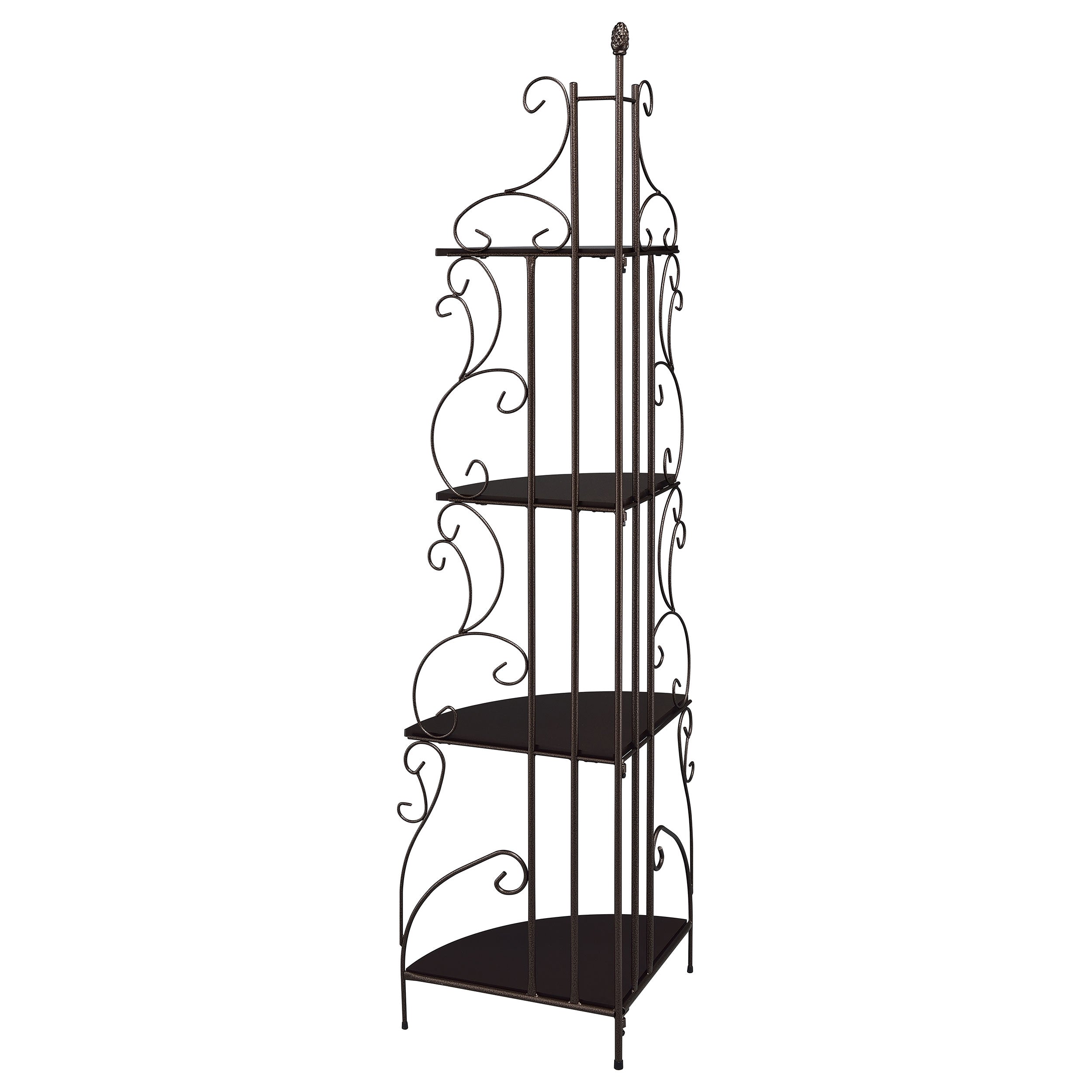 Poppy 74-inch 4-shelf Corner Bookshelf Copper and Cappuccino