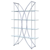 Larson 73-inch 4-shelf Glass Bookshelf Chrome