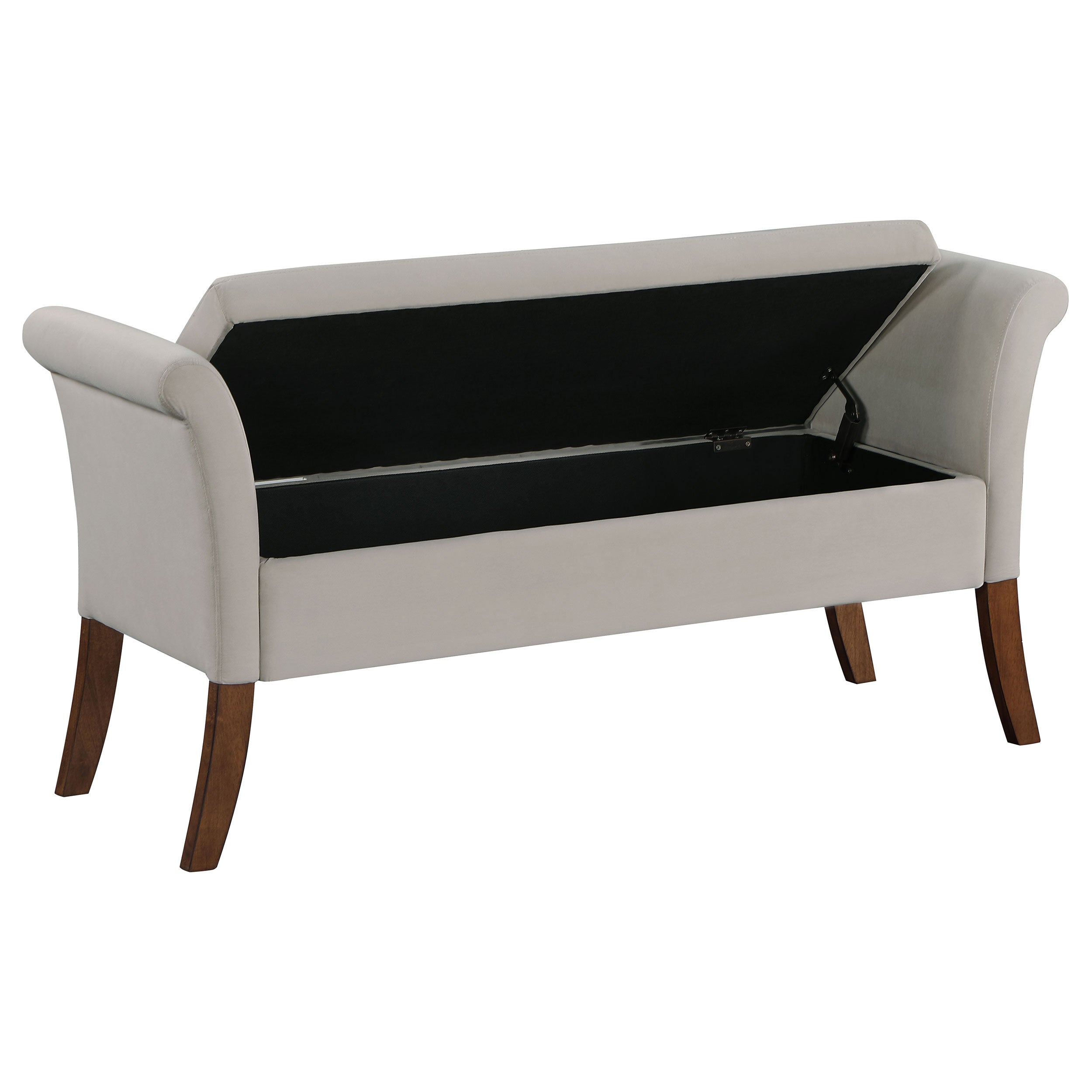 Farrah Velvet Upholstered Rolled Arm Storage Bench