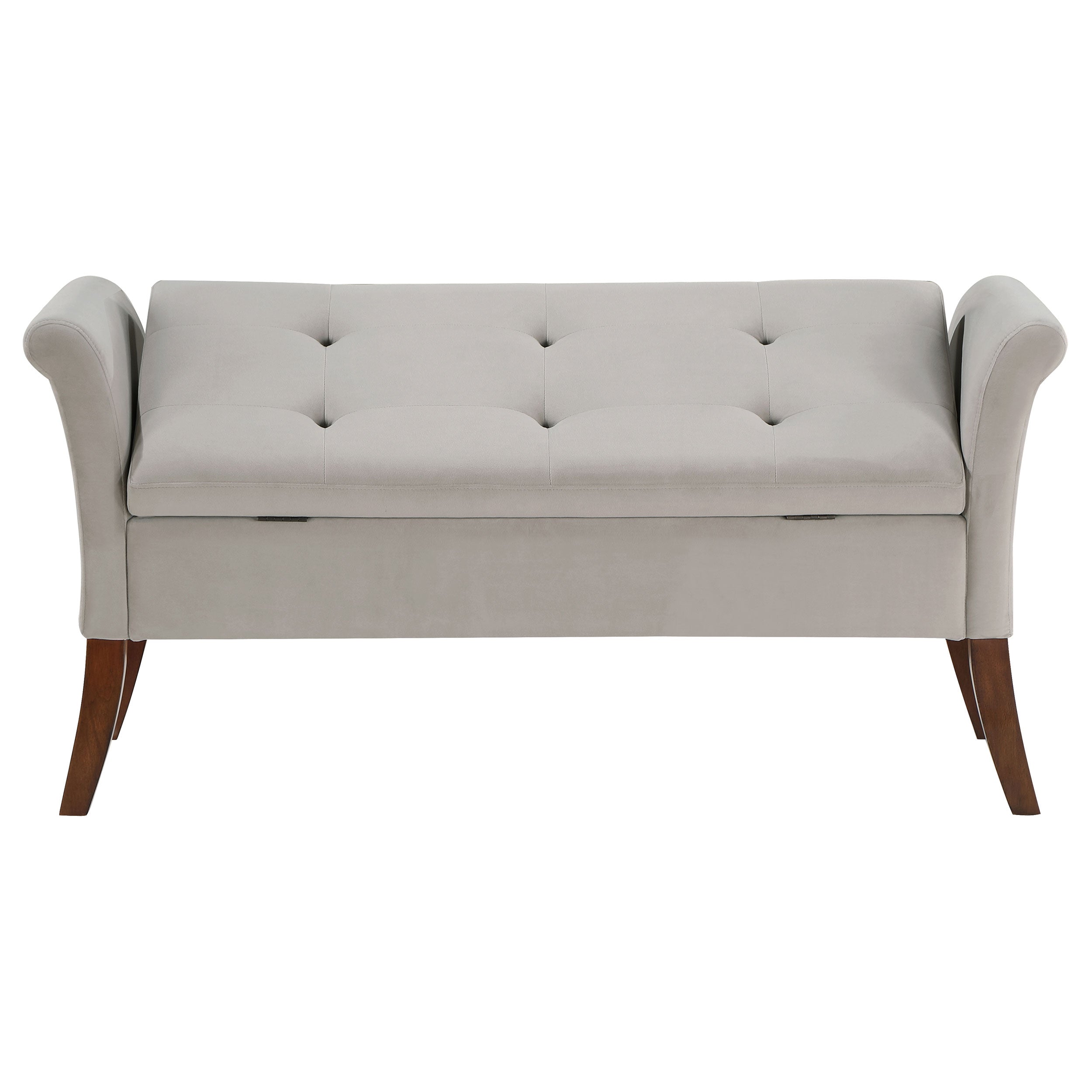 Farrah Velvet Upholstered Rolled Arm Storage Bench