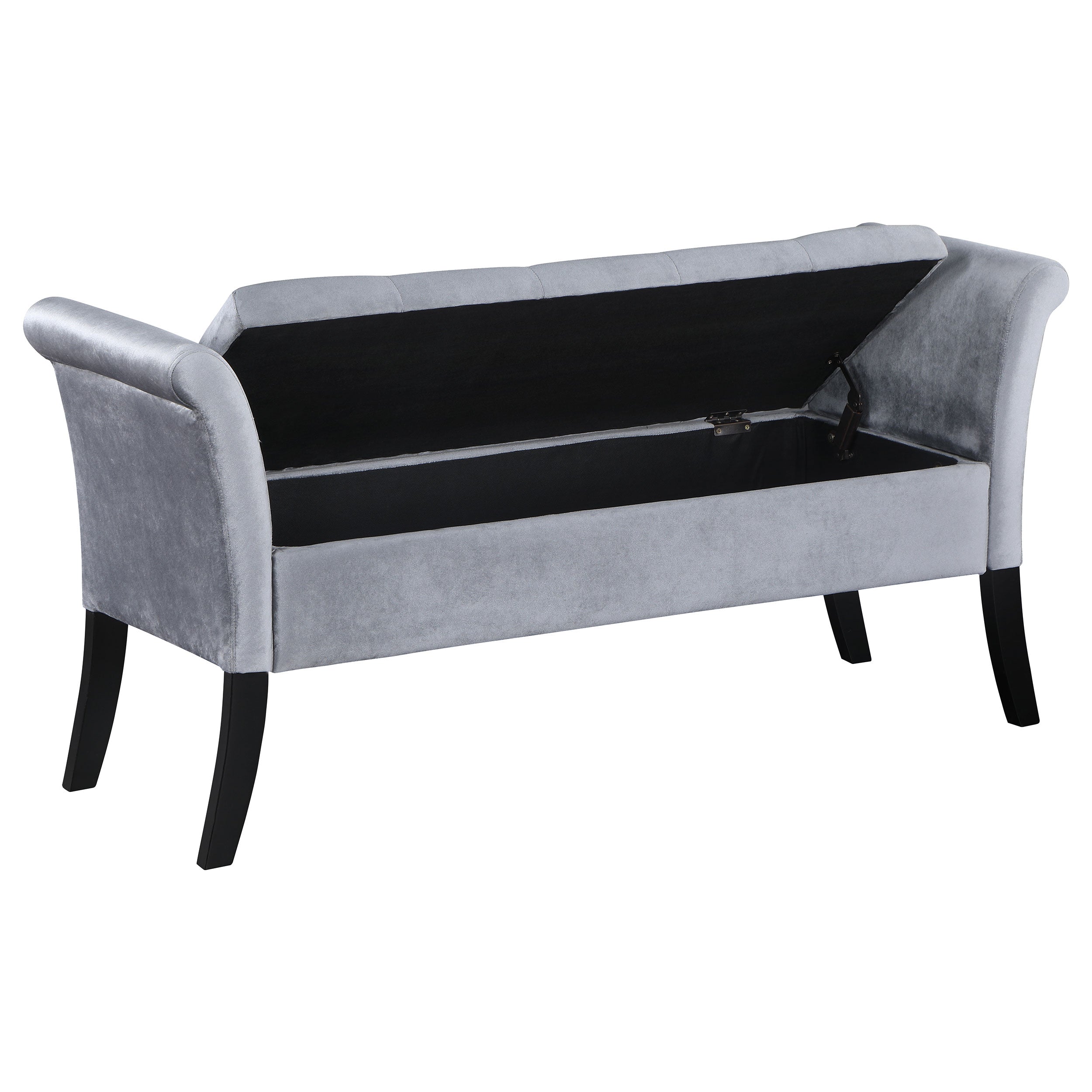 Farrah Velvet Upholstered Rolled Arm Storage Bench