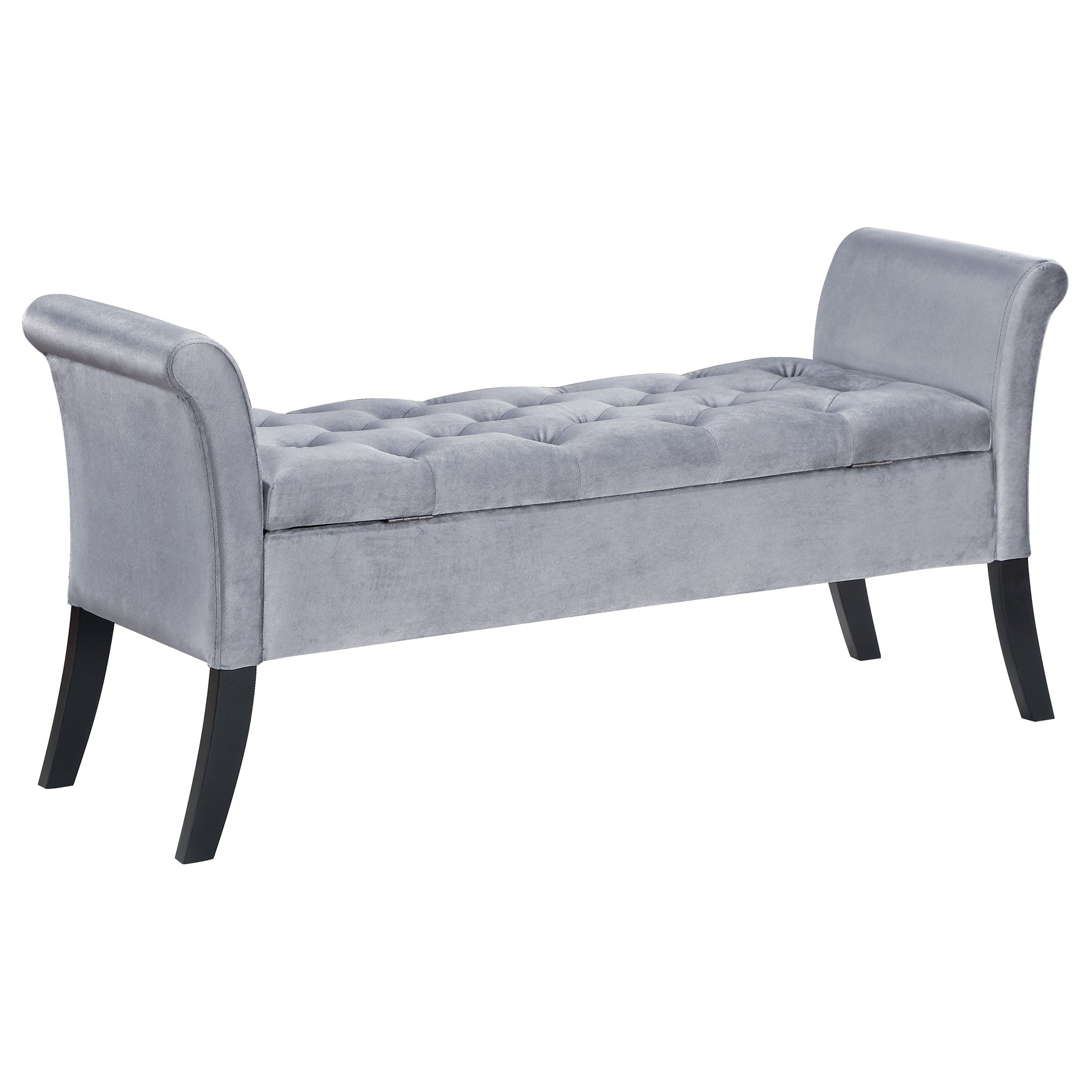 Farrah Velvet Upholstered Rolled Arm Storage Bench