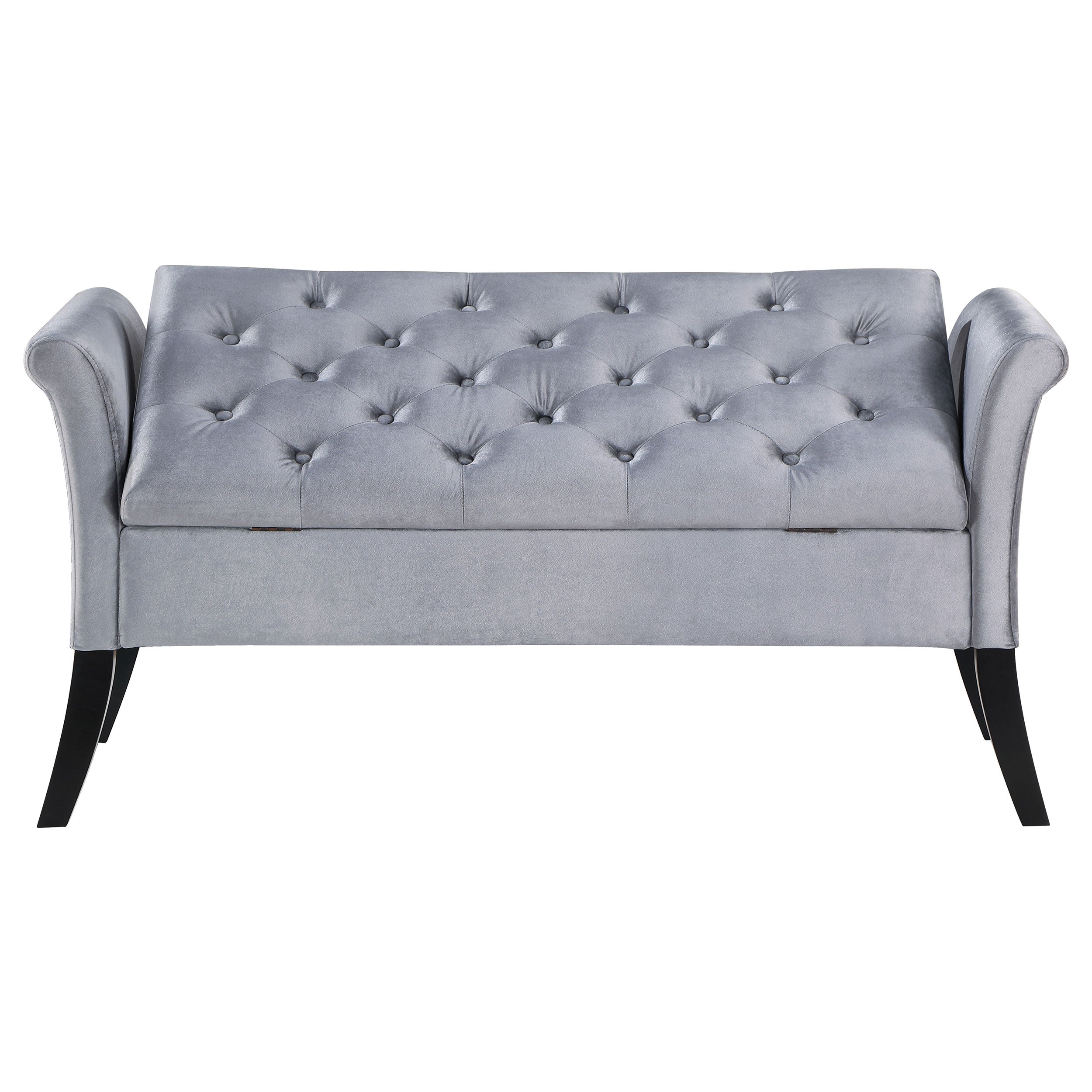 Farrah Velvet Upholstered Rolled Arm Storage Bench