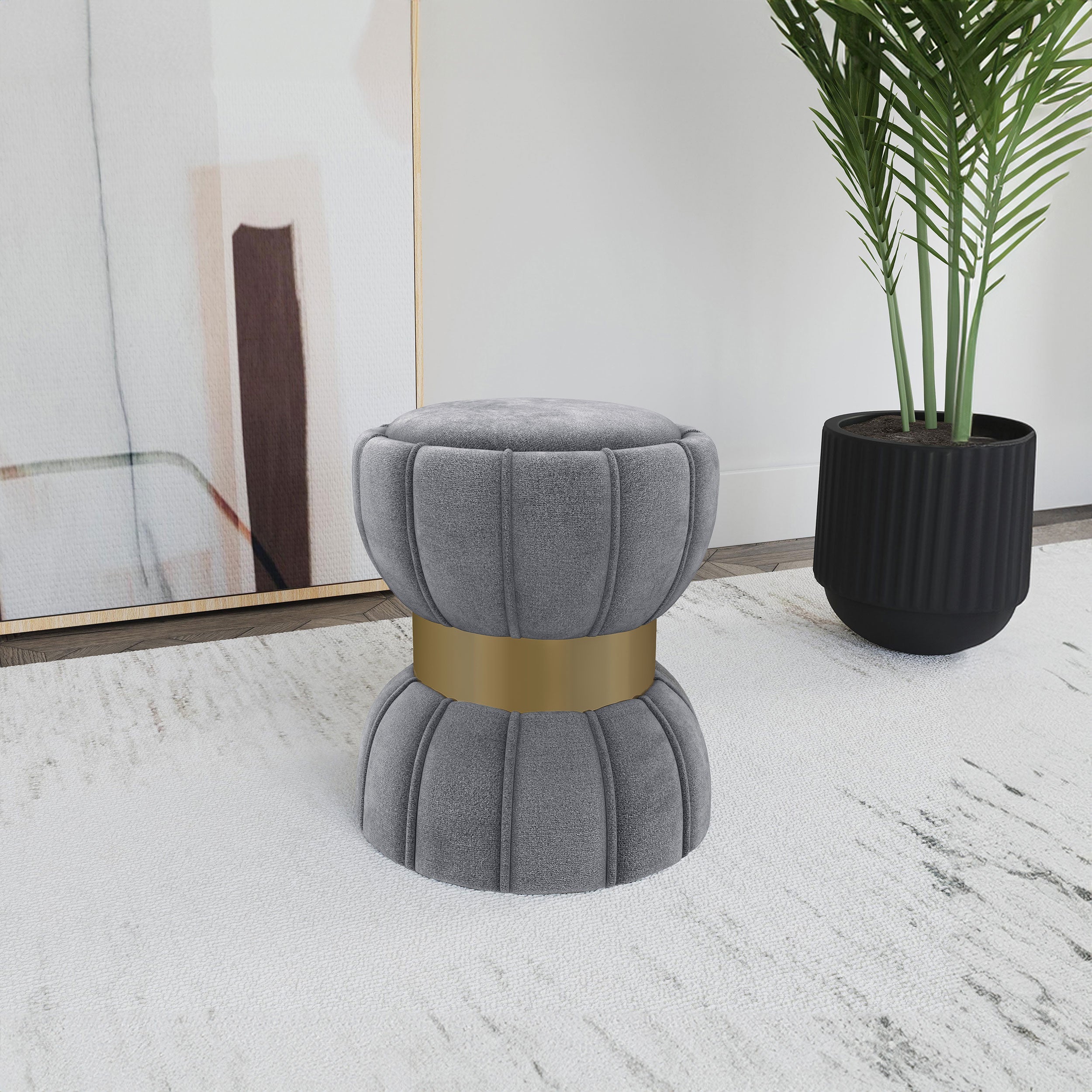 Sora Round Upholstered Ottoman
