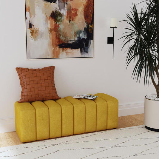 Summer Fabric Upholstered Tufted Accent Bench