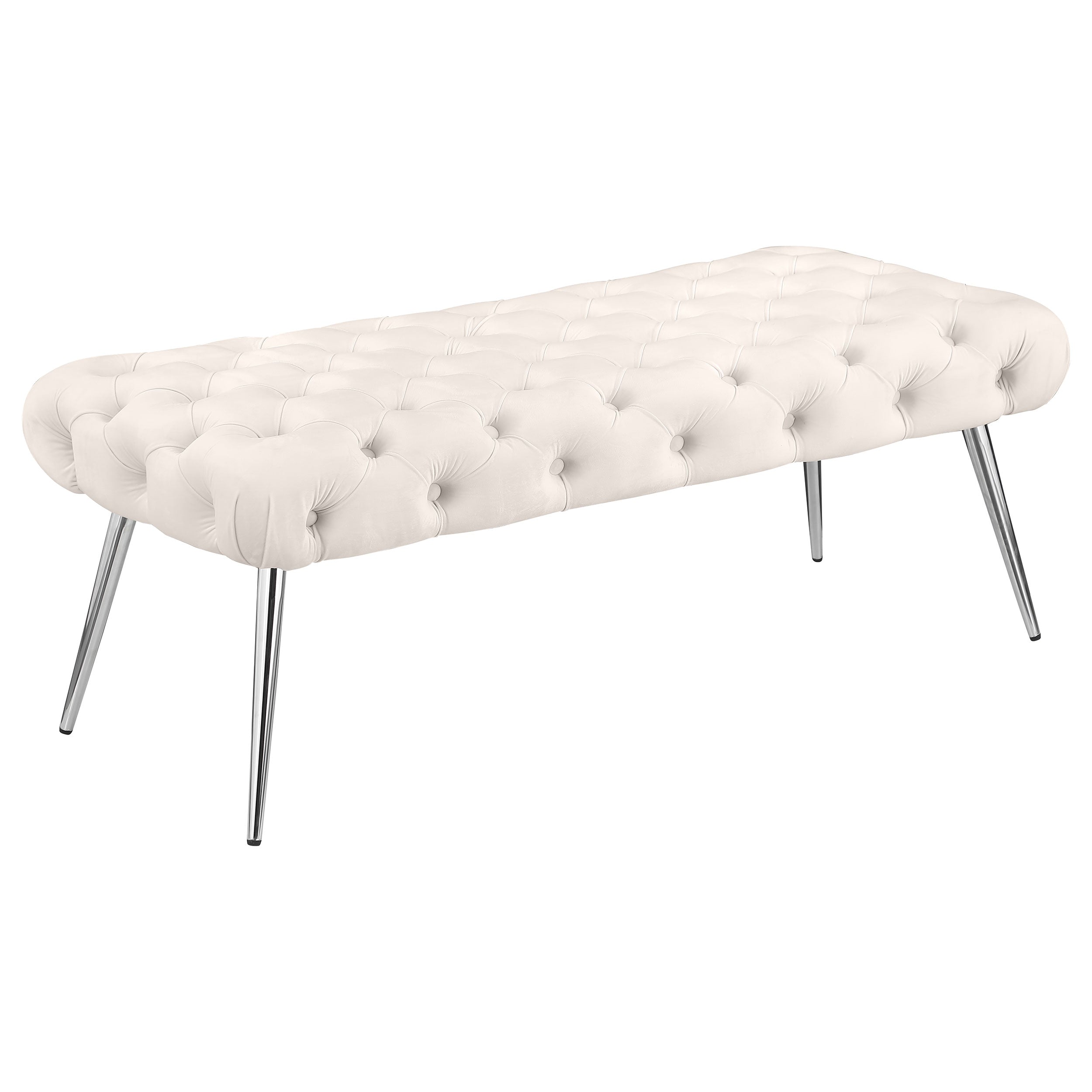 Ella Upholstered Tufted Bench Stainless Steel Legs
