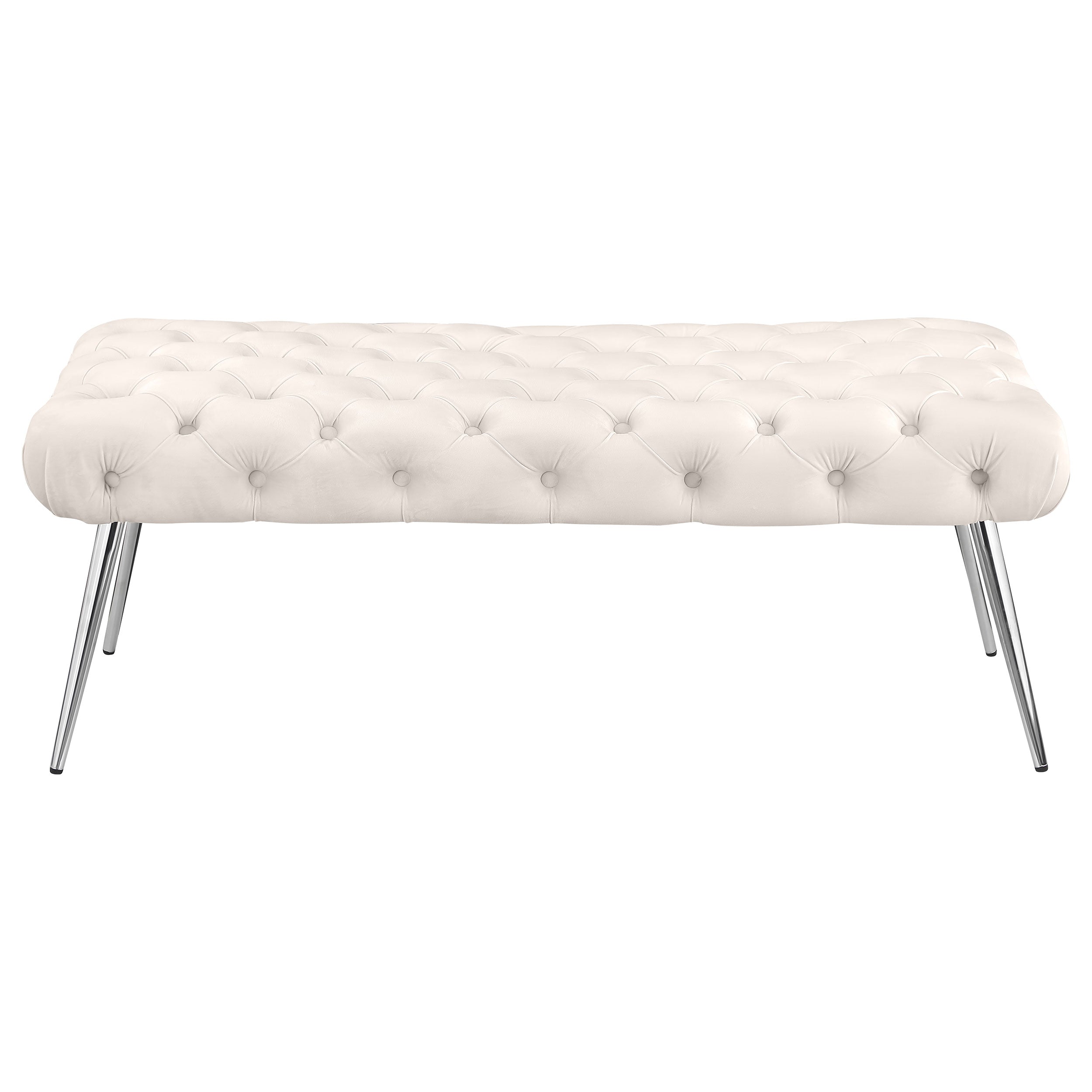Ella Upholstered Tufted Bench Stainless Steel Legs