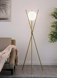 Yamileth 65-inch Spherical Bulb Metal Tripod Floor Lamp Gold
