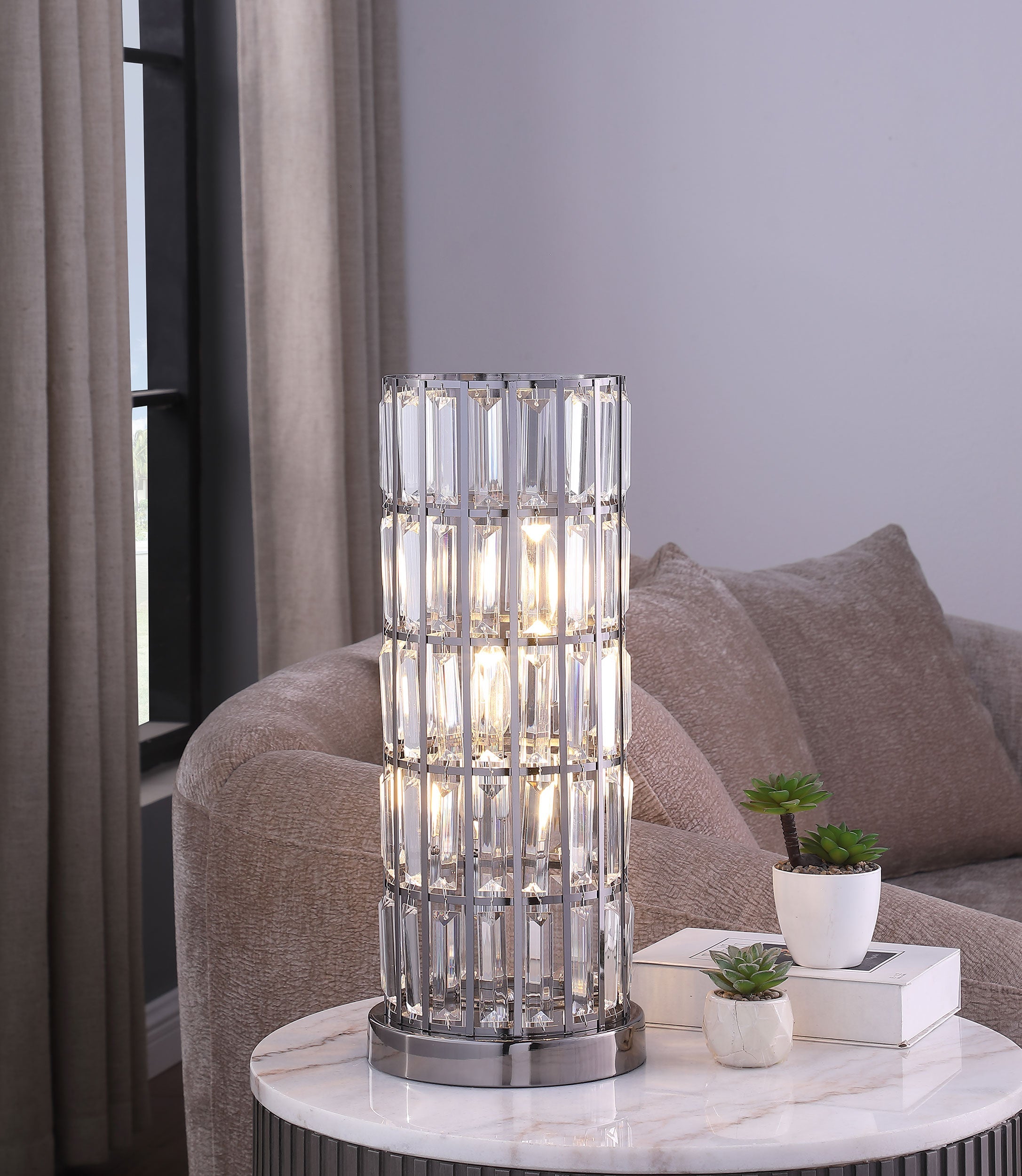 Wanda 20-inch Crystal Shade Bedside Table Lamp