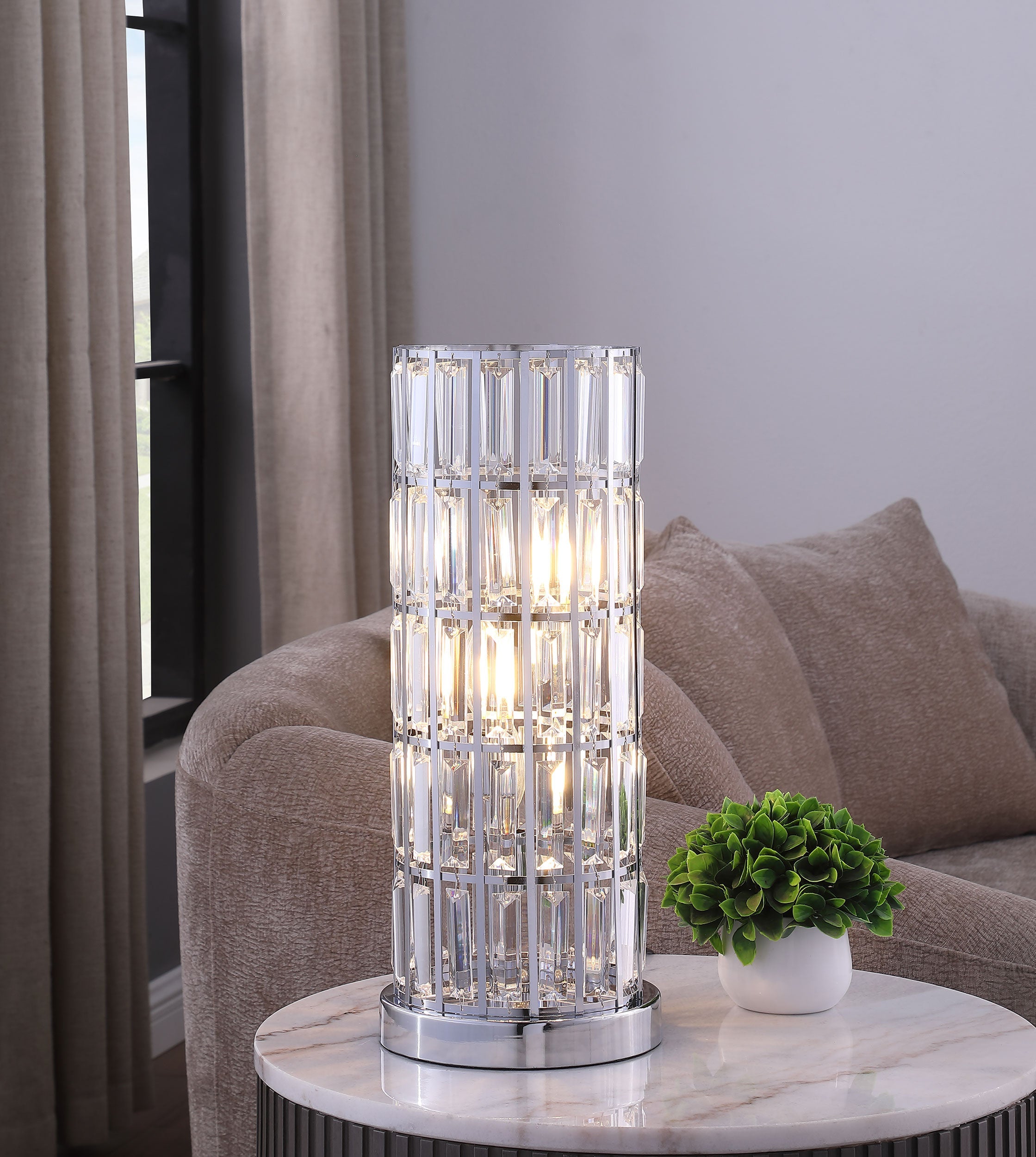 Wanda 20-inch Crystal Shade Bedside Table Lamp