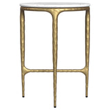 Baldwin Round Marble Top Side Table White and Gold