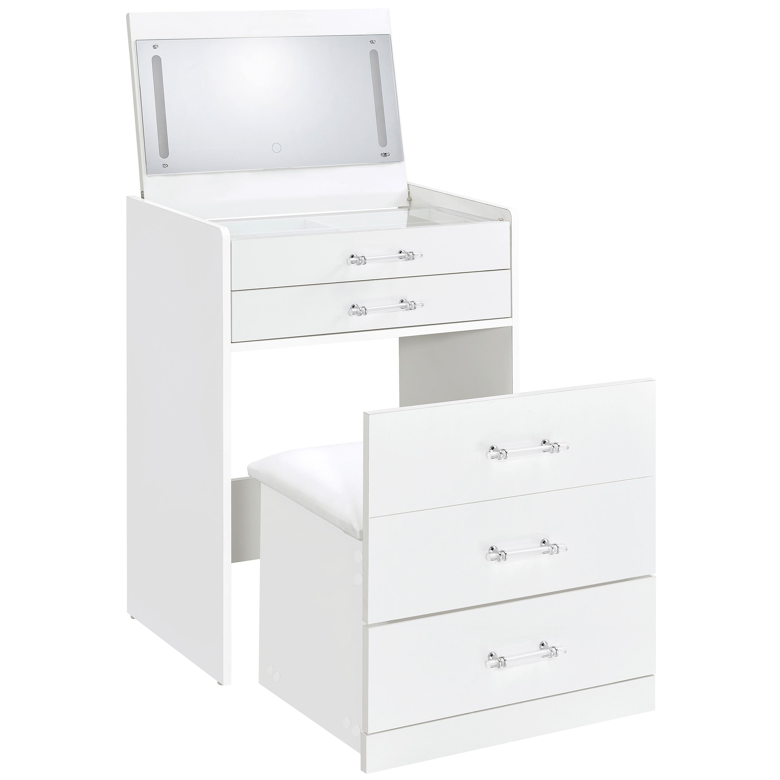 Danbury 3-drawer Makeup Vanity & Stool Set High Gloss