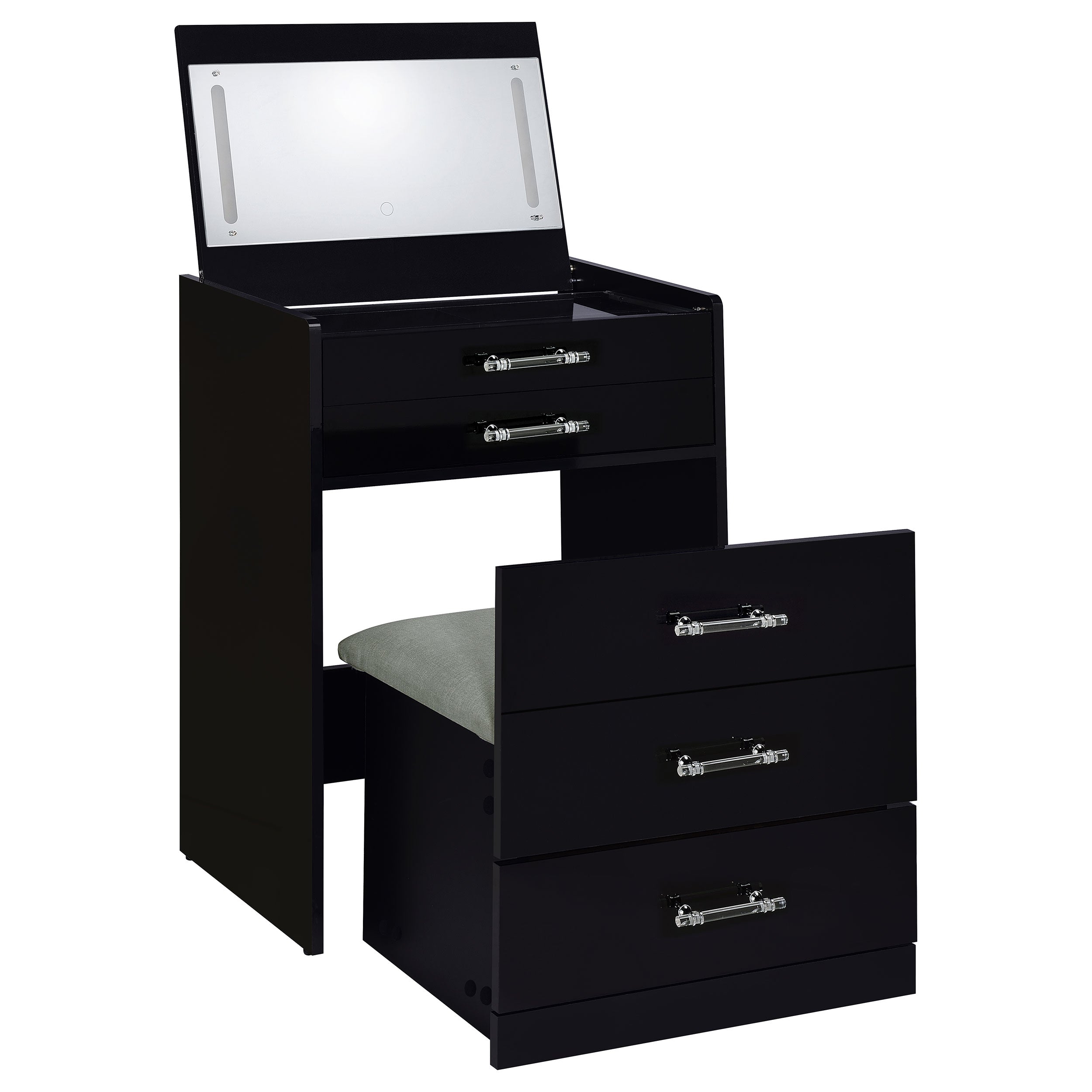 Danbury 3-drawer Makeup Vanity & Stool Set High Gloss