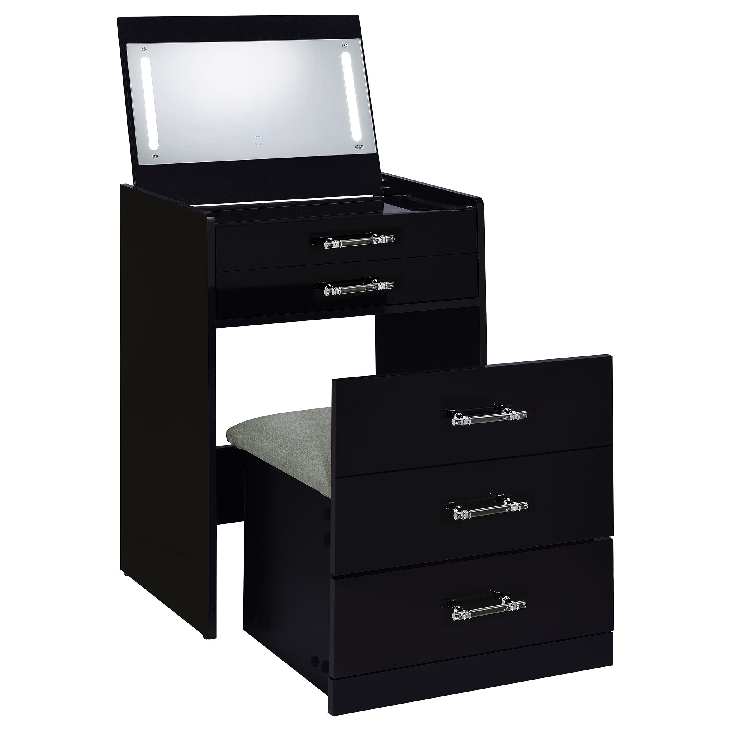 Danbury 3-drawer Makeup Vanity & Stool Set High Gloss
