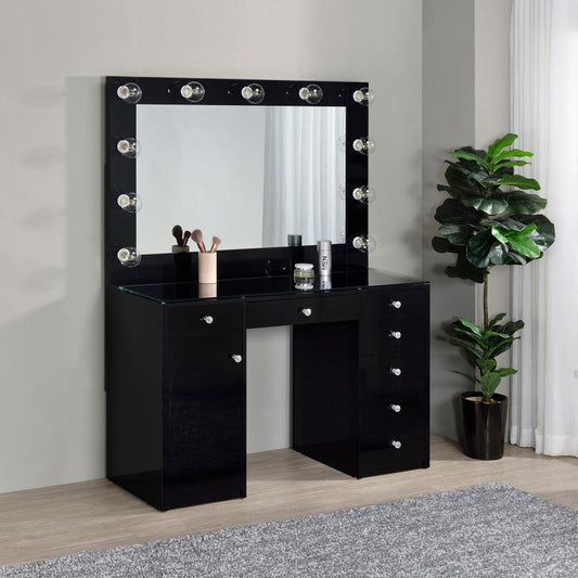 Acena 7-drawer Vanity Set with ing High Gloss