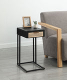Amherst 1-drawer Radio Weave Cane Metal Side Table