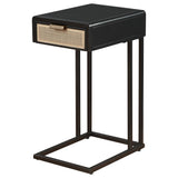 Amherst 1-drawer Radio Weave Cane Metal Side Table