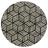 Xenia Round Bone Inlay Accent Side Table White and Gold