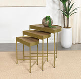 Tristen 3-Piece Demilune Nesting Table Brown and Gold