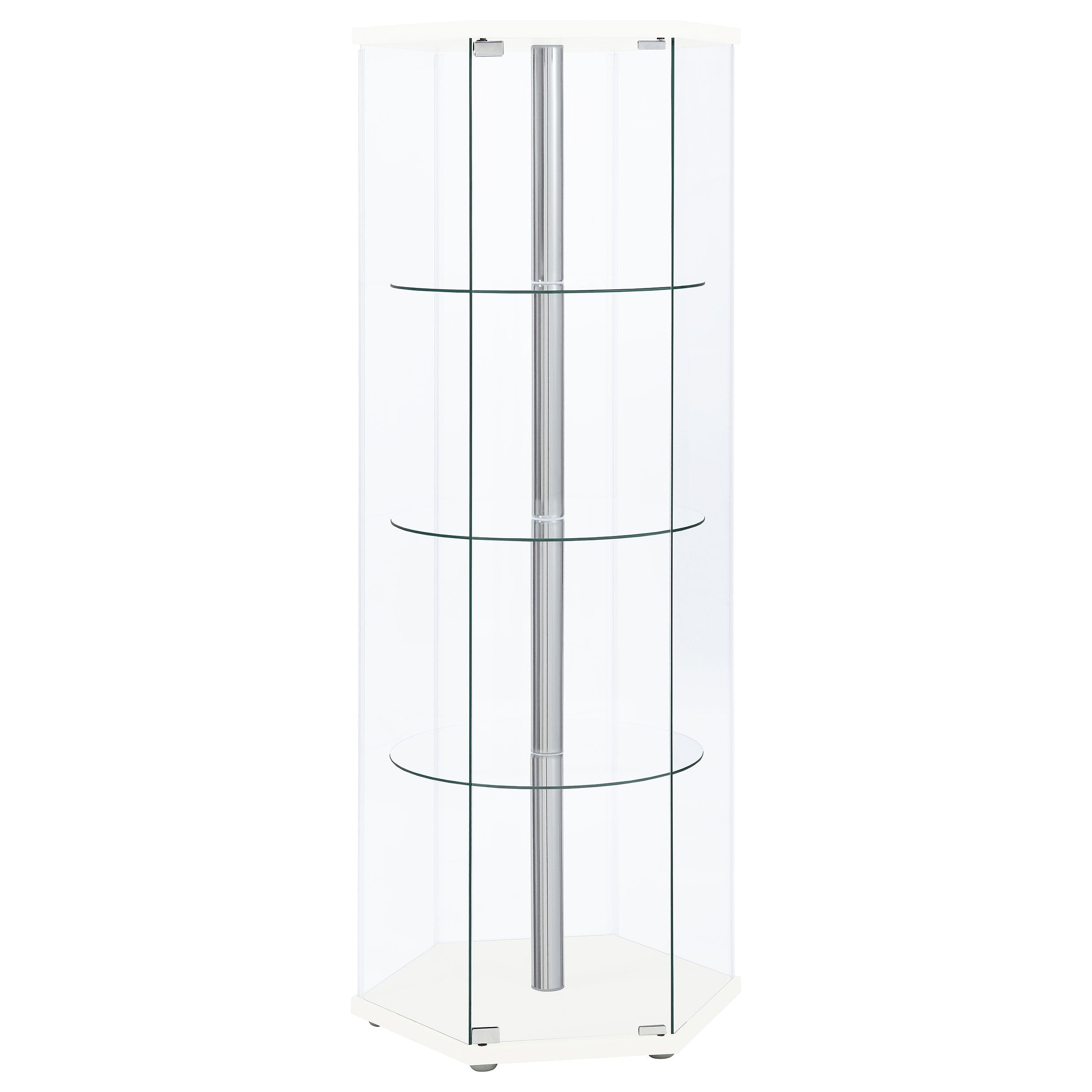 Zahavah 4-shelf Hexagonal Clear Glass Curio Cabinet