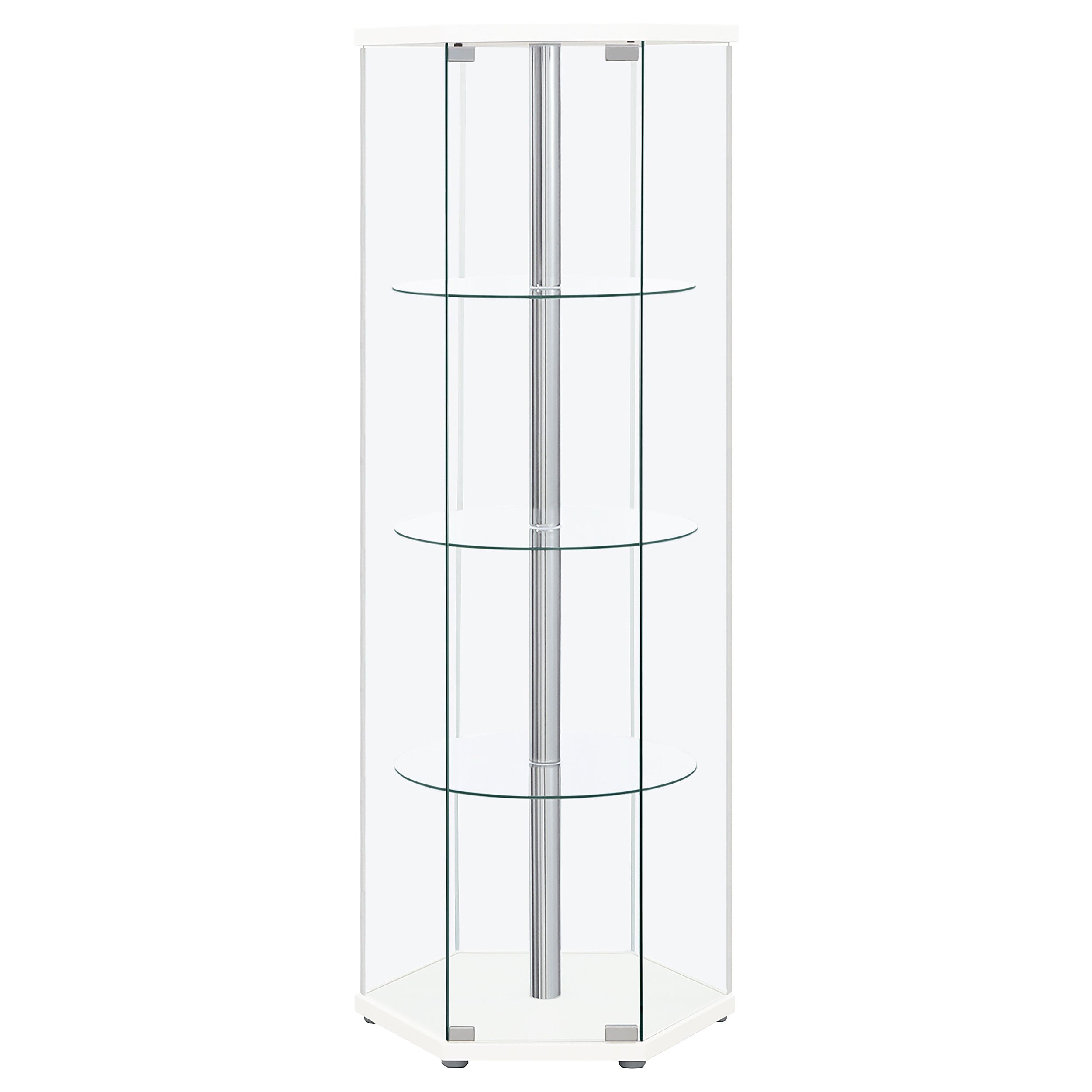 Zahavah 4-shelf Hexagonal Clear Glass Curio Cabinet