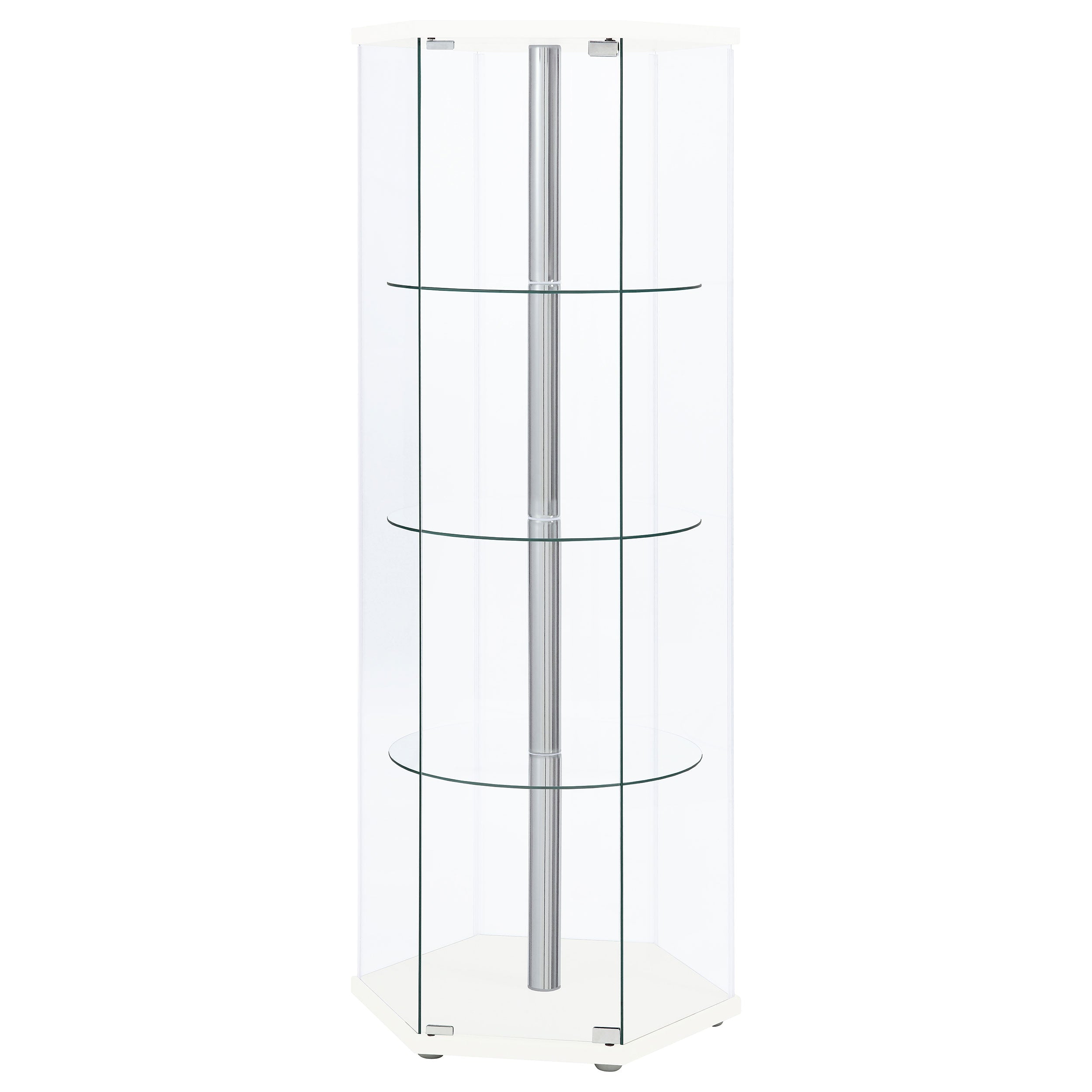 Zahavah 4-shelf Hexagonal Clear Glass Curio Cabinet