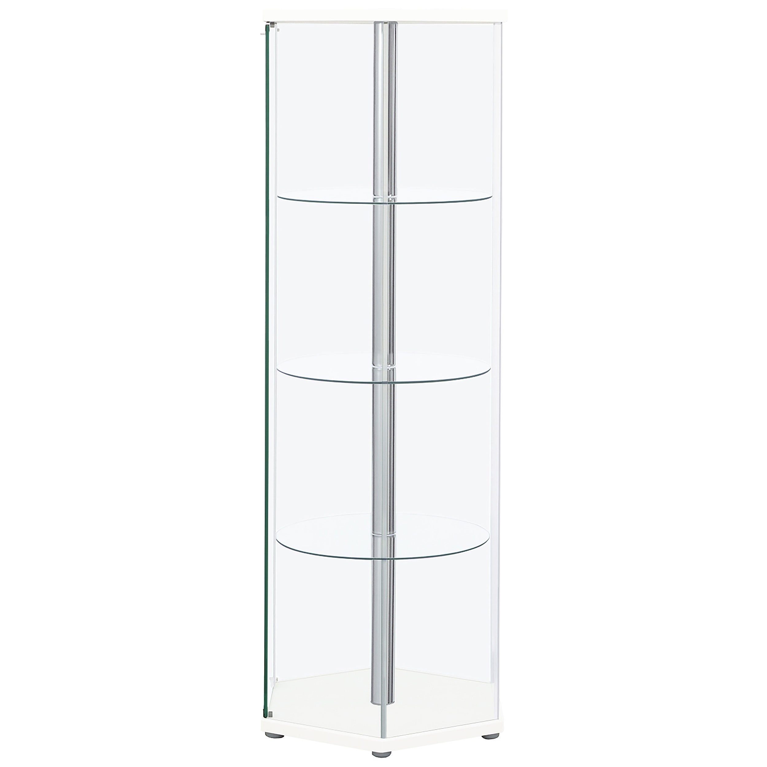 Zahavah 4-shelf Hexagonal Clear Glass Curio Cabinet