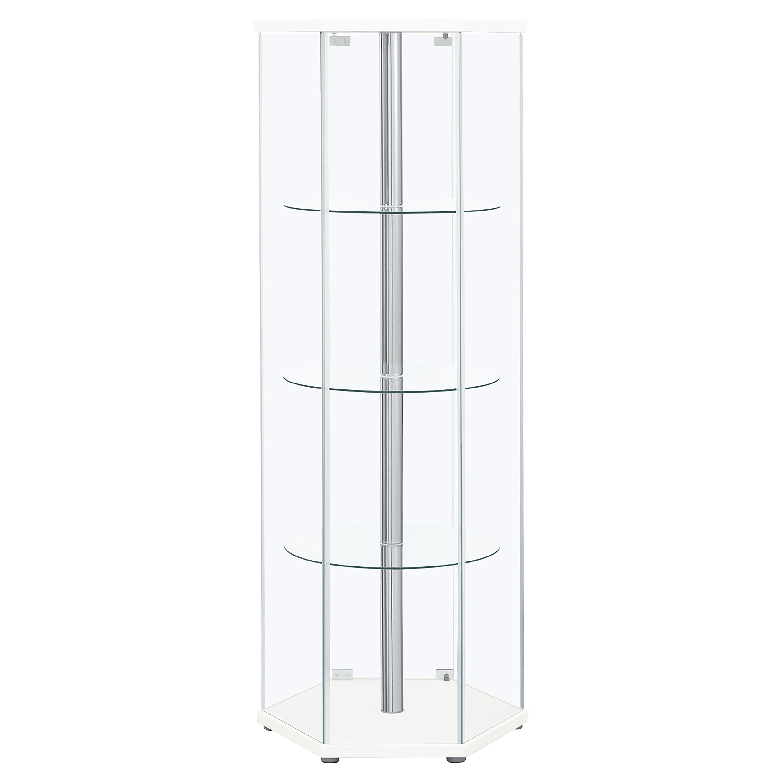 Zahavah 4-shelf Hexagonal Clear Glass Curio Cabinet