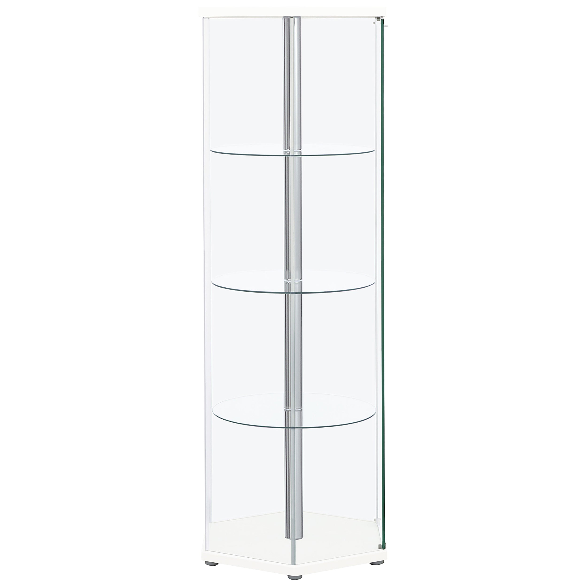 Zahavah 4-shelf Hexagonal Clear Glass Curio Cabinet