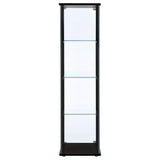 Cyclamen 4-shelf Clear Glass Curio Display Cabinet Black