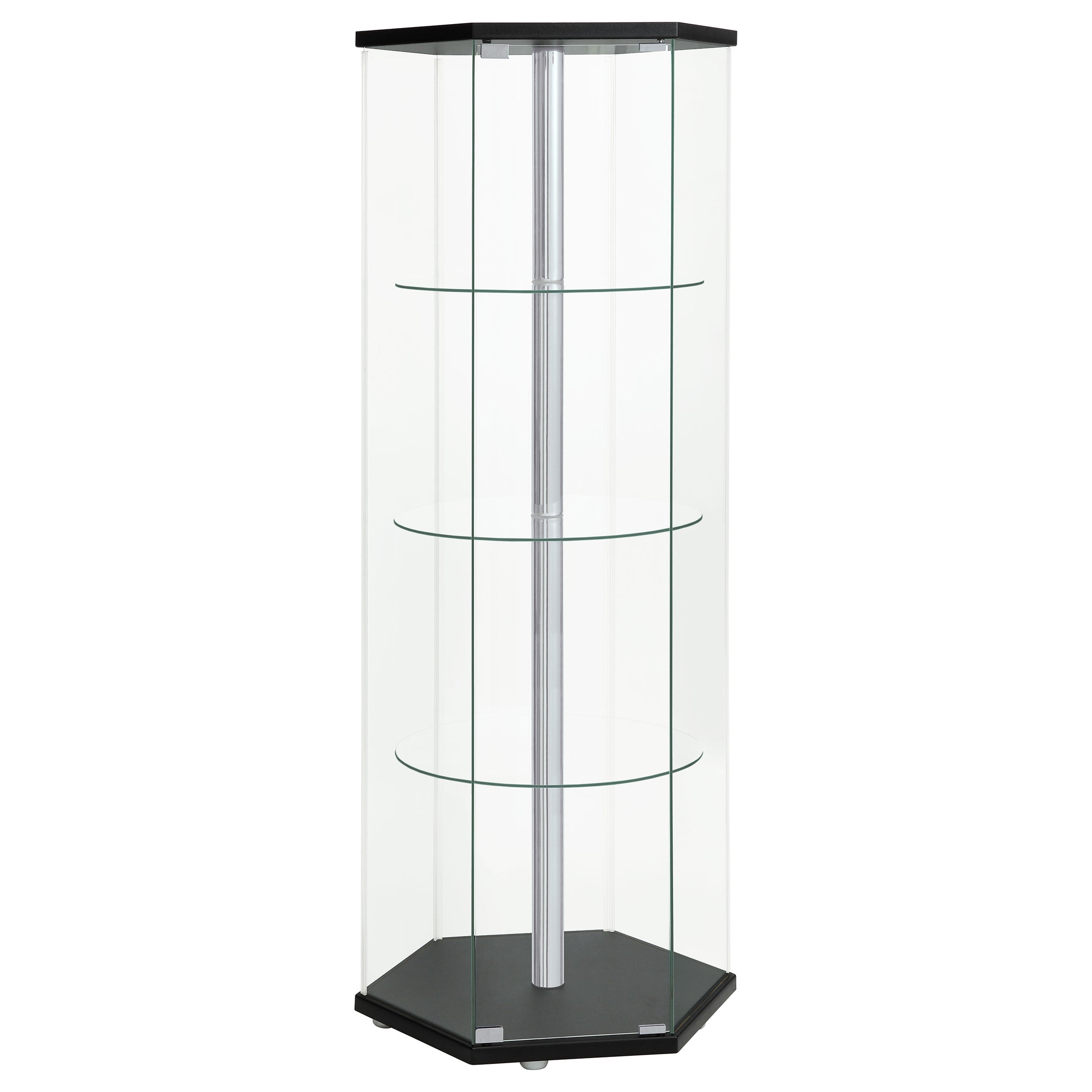Zahavah 4-shelf Hexagonal Clear Glass Curio Cabinet