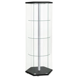 Zahavah 4-shelf Hexagonal Clear Glass Curio Cabinet