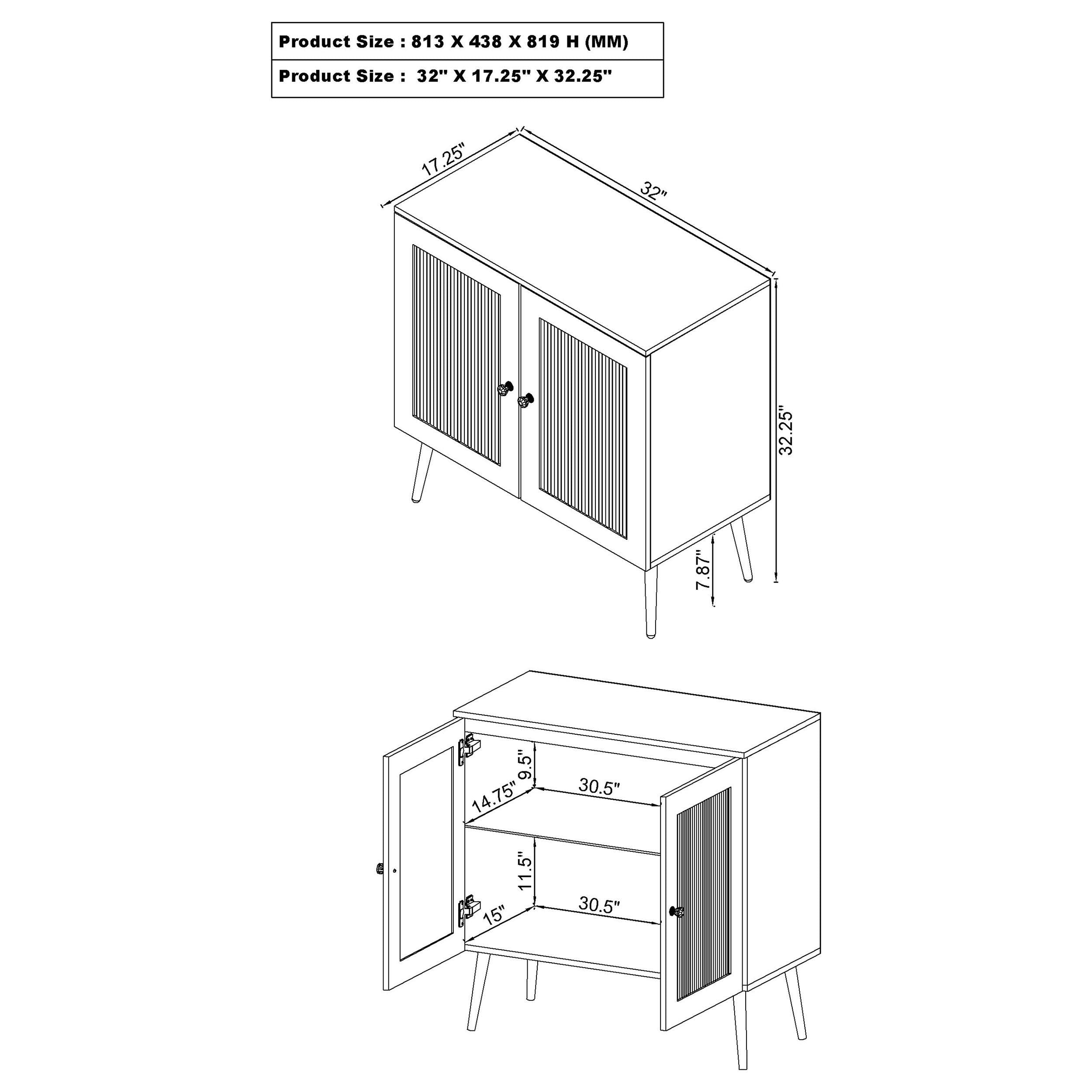 Nieta 2-door Engineered Wood Accent Cabinet White High Gloss