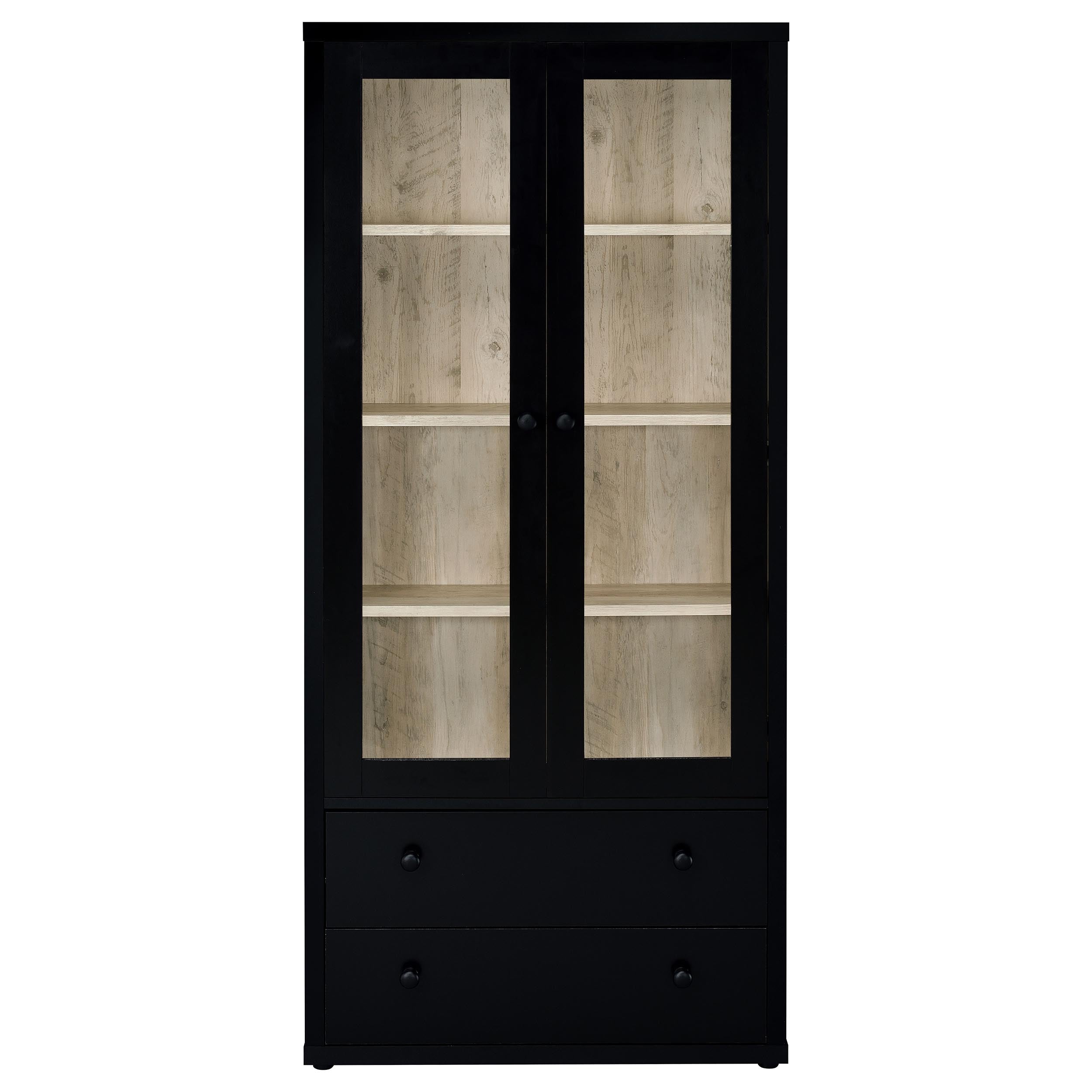 Hawthorne 4-shelf Glass Door Tall Cabinet with Drawers