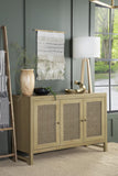 Zamora 3-door Wood Accent Cabinet with Woven Cane Natural