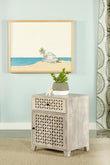 August 1-drawer Trellis Pattern Storage Cabinet White Washed