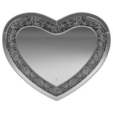 Aiko 36 x 30 Inch Heart Shaped LED Light Wall Mirror Silver