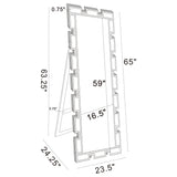 Tavin 24 x 65 Inch Geometric Frame Standing Mirror Silver