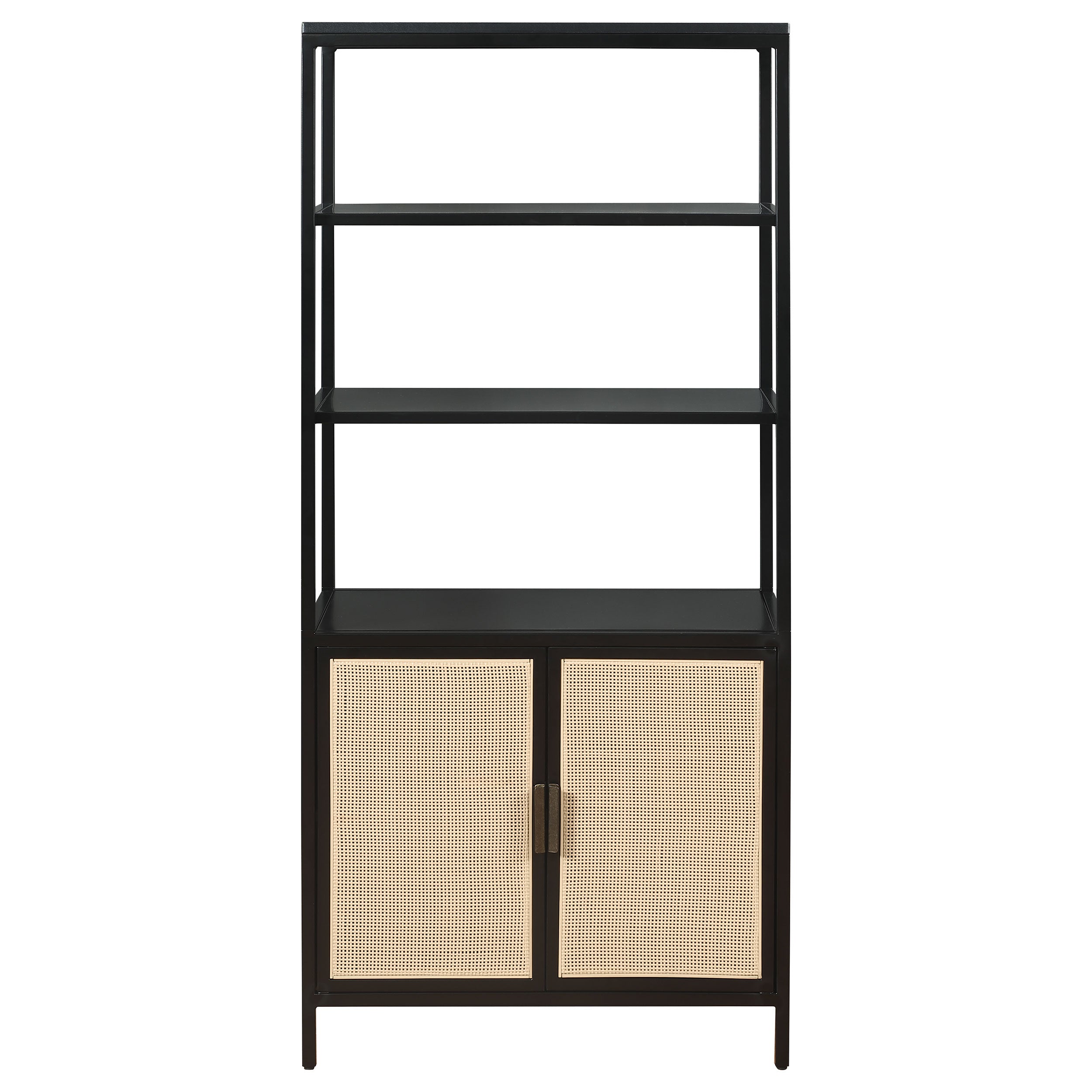 Amherst 3-shelf Radio Weave Cane Metal Accent Cabinet