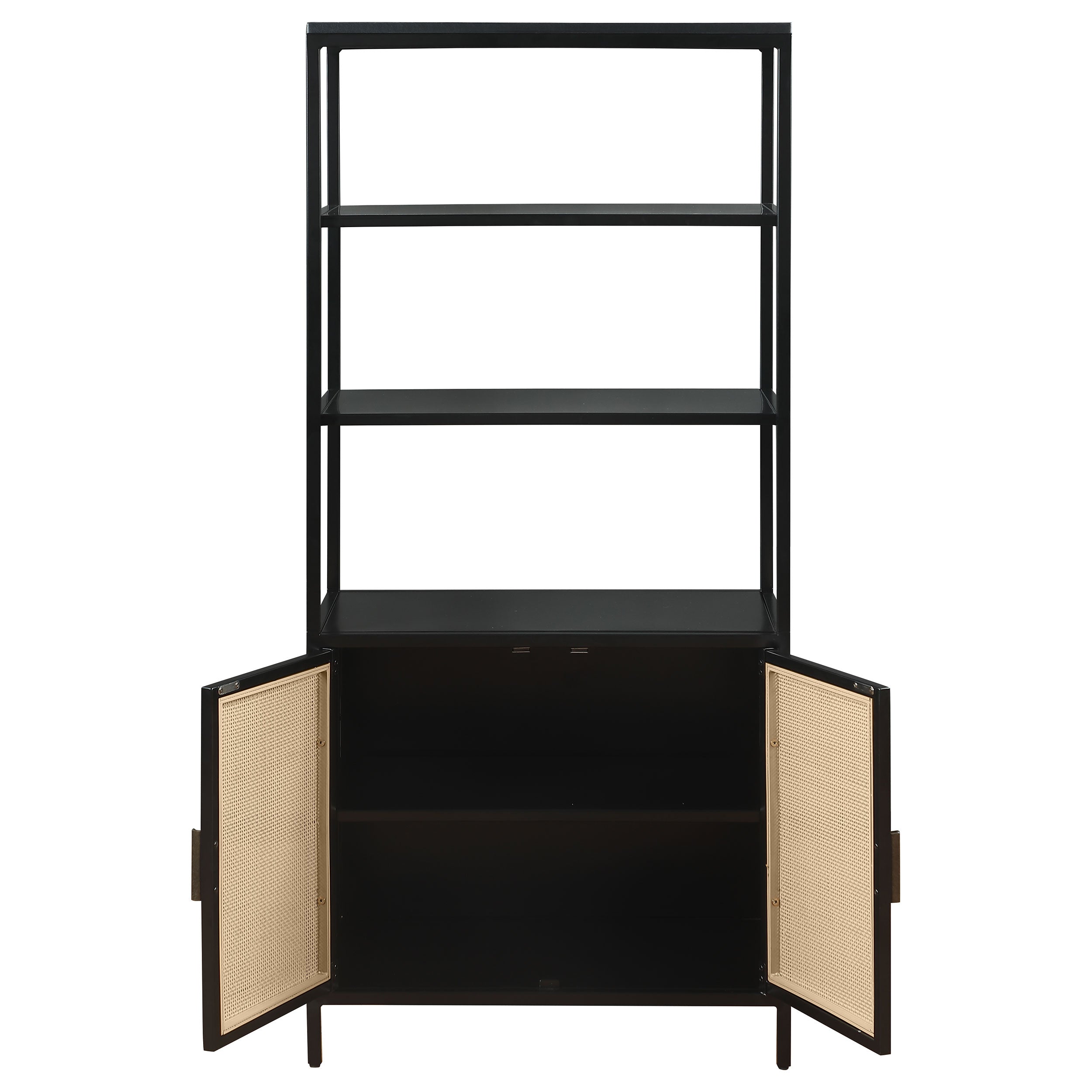Amherst 3-shelf Radio Weave Cane Metal Accent Cabinet